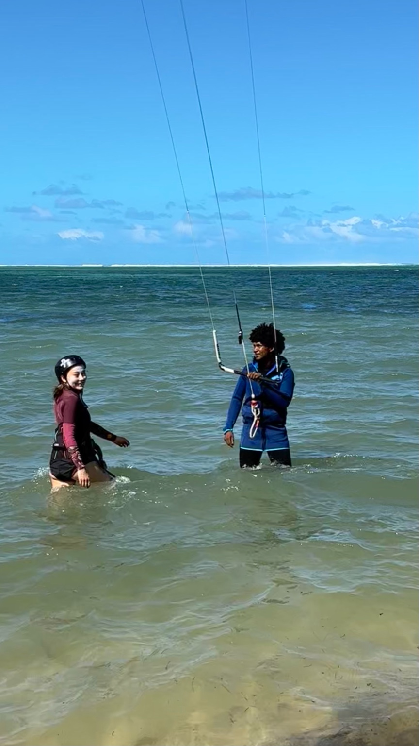 Kite school session on Le Morne beach, Mauritius